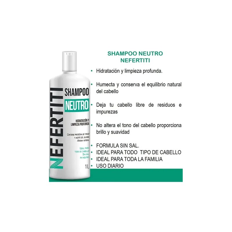 Shampoo Neutro Nefertiti Sin Sal Limpieza Profunda 1 L
