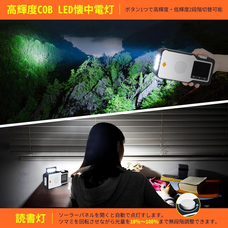 Litake Multi-functional Disaster Prevention Radio, Automatic Selection Station, 5,000 mAh,