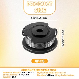 CUVZORA Ersatzspule für Bosch Rasentrimmer EasyGrassCut 23/26/18/18-230/18-260/18-26, F015800569/F016800385, Fäden speziell für verbesserte Schnittleistung entwickelt (4 Spulen)