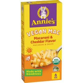 Annie's Vegan Mac and Cheddar Flavor Pasta and Sauce, Organic, Plant Based, Dinner Side or Snacks, 6 oz