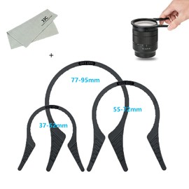 Pack of 3 JJC Filter Wrench, Filter Loose, 1.4 - 2.0 inches (37 - 52 mm), 2.2 - 2.8 inches (55 - 72 mm), 3.0 - 3.7 inches (77 - 95 mm), Thread CPL UV ND Filter, Compatible with Lens Cloth