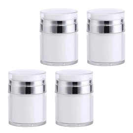 OSALADI 4pcs Airless Pump Jars: Empty Makeup Cosmetic Jar, Acrylic Containers with Pump, Refillable Airless Travel Lotion Jars for Thick Moisturizer, Skincare Cream (30ML)