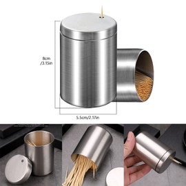 Toothpick Dispenser for Toothpick Holder Dispenser Toothpick Holder Toothpick Holder Container Made of Stainless Steel Portable Toothpick Box for Restaurant, Home, Kitchen, Bar