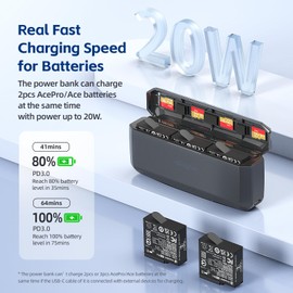 Ace Pro 2 Battery Charger, 7710mAh Portable Charger Compatible with insta360 Ace Pro 2/Ace Pro, PD3.0 20w Fast Charge, 80% in 35mins, Reverse Charging (Ace Pro Battery Not Included)