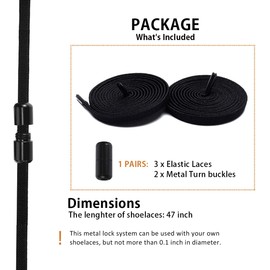 No Tie Shoelaces , Elastic Shoelaces for Adults/Kids，Elastic No Tie Shoe Laces Black