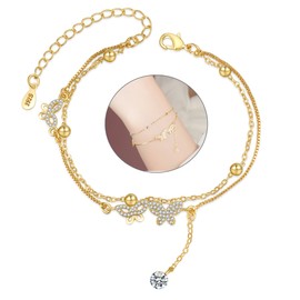 XOEMEL Rose Gold Bracelet for Women Star Bracelets for Womens Heart Bracelets Ladies Bracelets Gold Plated Bracelet Women's Jewellery