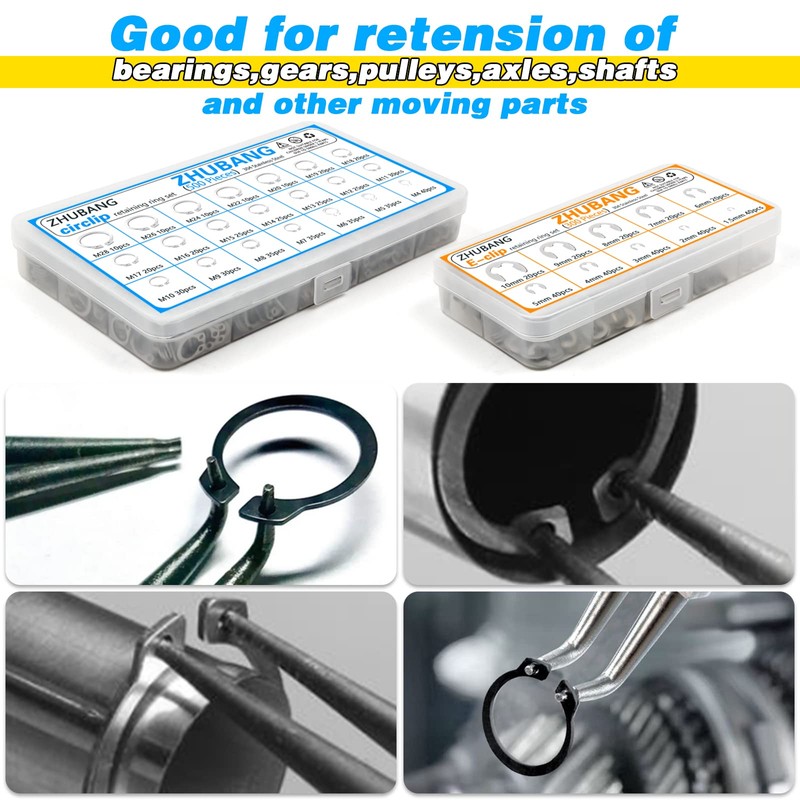 ZHUBANG 800Pcs C-clip External Retaining Rings Snap Rings Assortment Kit