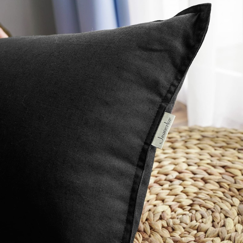 Jeanerlor Solid Cotton Linen Decoration 18"x18" Throw Pillow Cushion Case