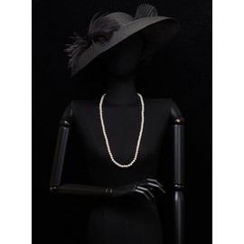 Long White Pearls Statement Necklace Beads Chains, Dress Wedding Banquet Party