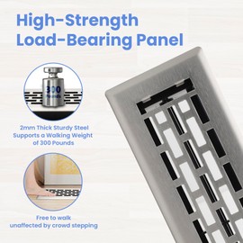 Howeall 2x10 Inches 2 Pack Heavy Duty Walkable Floor Register - Easy Adjust Air Supply Lever Decorative Floor Vent Covers - Boston Design Vent Covers for Home - Satin Nickel