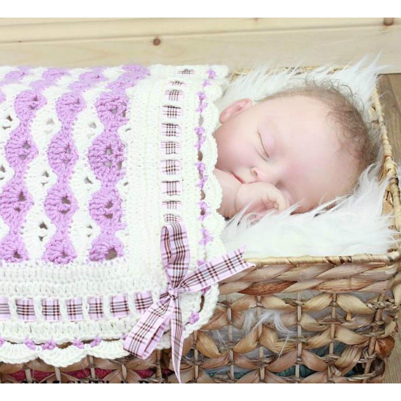 Crochet Pattern For Highland Heather Baby Blanket, Made in Double