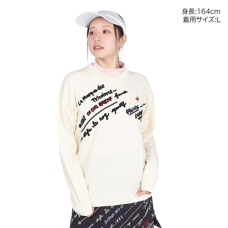 Cox Sportif LG4FST03L Women's Sweater, Embroidered, Deformable Collar, Crew Neck,