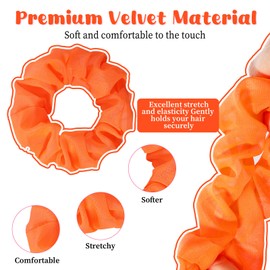 Giantree 4 Pcs Orange Scrunchie for hair 80s, Elastics Neon Orange Scrunchie Bulk Large Scrunchies Solid Neon Thick Hair Ties for Women Girls