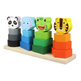 Torre Estimulacion Didactica Destreza Madera Montessori Bebe                                                                                          