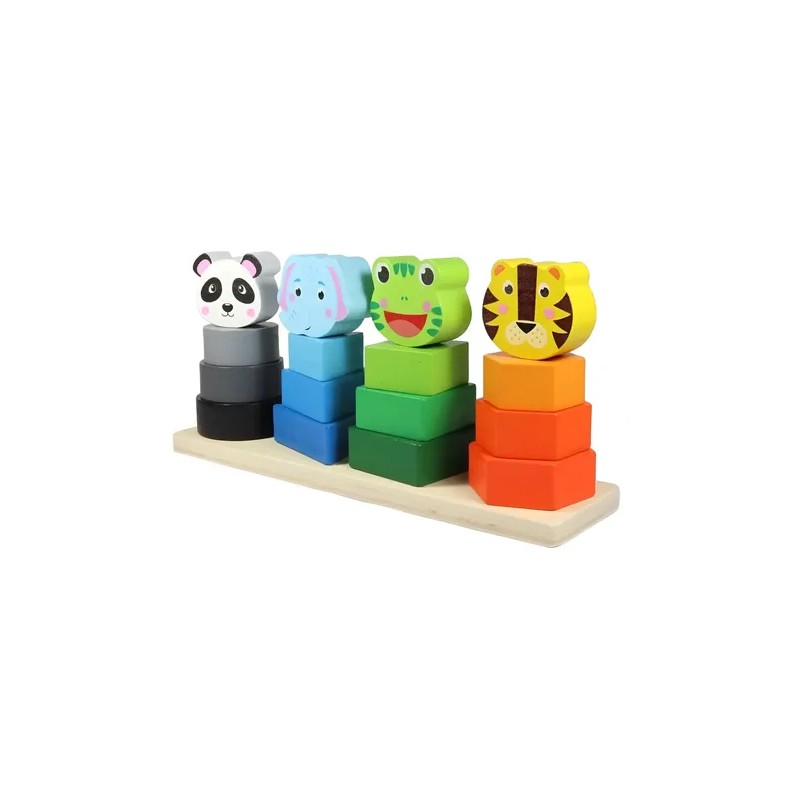 Torre Estimulacion Didactica Destreza Madera Montessori Bebe