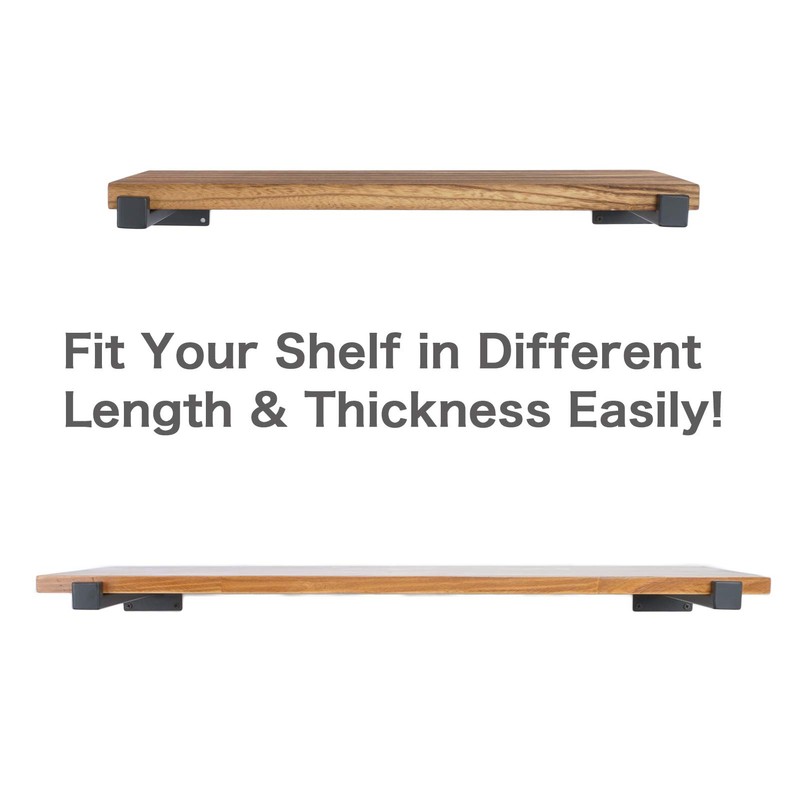 EZYDECOR 4Pcs Shelf Brackets 4 Inch Black Floating Shelf Bracket