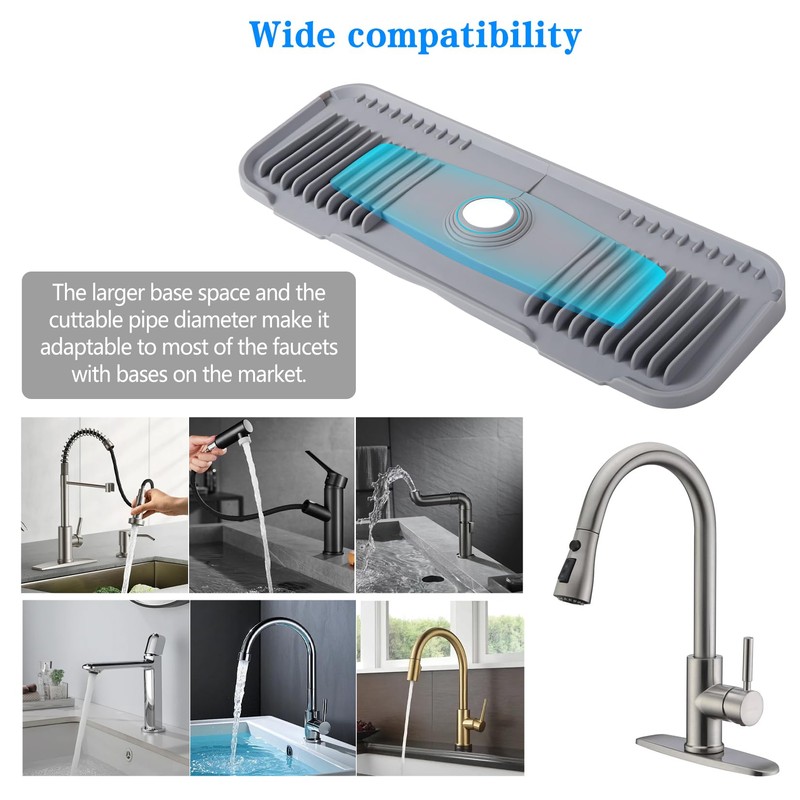 DK-SIMINA Silicone Faucet Mat Silicone Faucet Drip Catcher with Cuttable