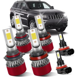 LSLIGHT for Jeep Grand Cherokee 2014 2015 2016 9005 High Beam H11 Low Beam H11 Fog Light Bulb 6PCS/1PACK Car Light Bulbs 800% Brightness IP68 Waterproof/Dustproof Car Light Bulbs