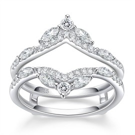 Newshe Jewellery 5A Cz Wedding Ring Enhancer for Engagement Rings 925 Sterling Silver Marquise Promise Eternity Band Sz 9