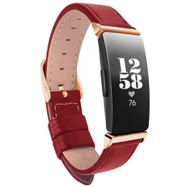 TUV PLNT Leather Bands Compatible with Inspire HR & Inspire & Inspire 2 Women Men, Accessories Strap Wrist Band Compatible with Inspire 2/ Inspire/Inspire HR(Red)
