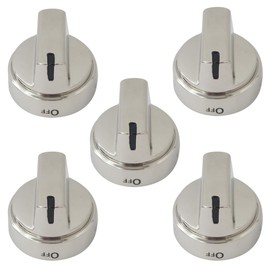 Professional WB03X24818 Stove Knob Replacement for GE Gas Stoves JGB720EEJ3ES JGB720EEJ4ES, Replace AP5989029, PS11729081, Reinforced D-Shape Hole, Silver, 5 Pack