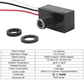 GBAYSA 4 Pack Outdoor Photocell Light Sensor,Dusk to Dawn Photo Control Sensor,Auto on Off Hard-Wired Lamp Post Eye Photo Cell Sensor,Photoelectric Switch Sensor for Lighting Fixtures