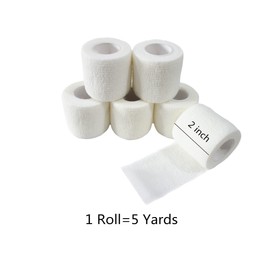 Transun Moo 6 Pack 2" x 5 Yards Self Adhesive Bandage Wrap Breathable Cohesive Vet Wrap for Pets, Elastic Self-Adherent Tape for Sports, Wrist, Ankle ( White)