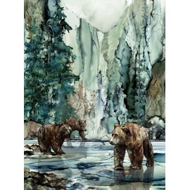 Northcott Northern Peaks 32.5" Bear Scenic Panel Pine/Multi