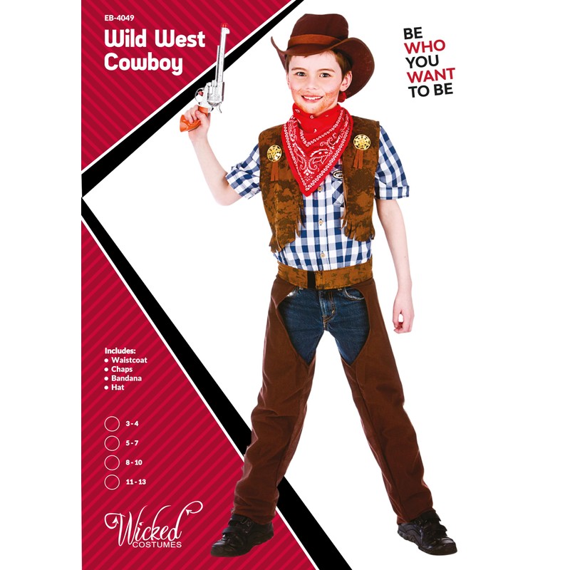 Boys Wild West Cowboy Fancy Dress Costume - Medium (5-7