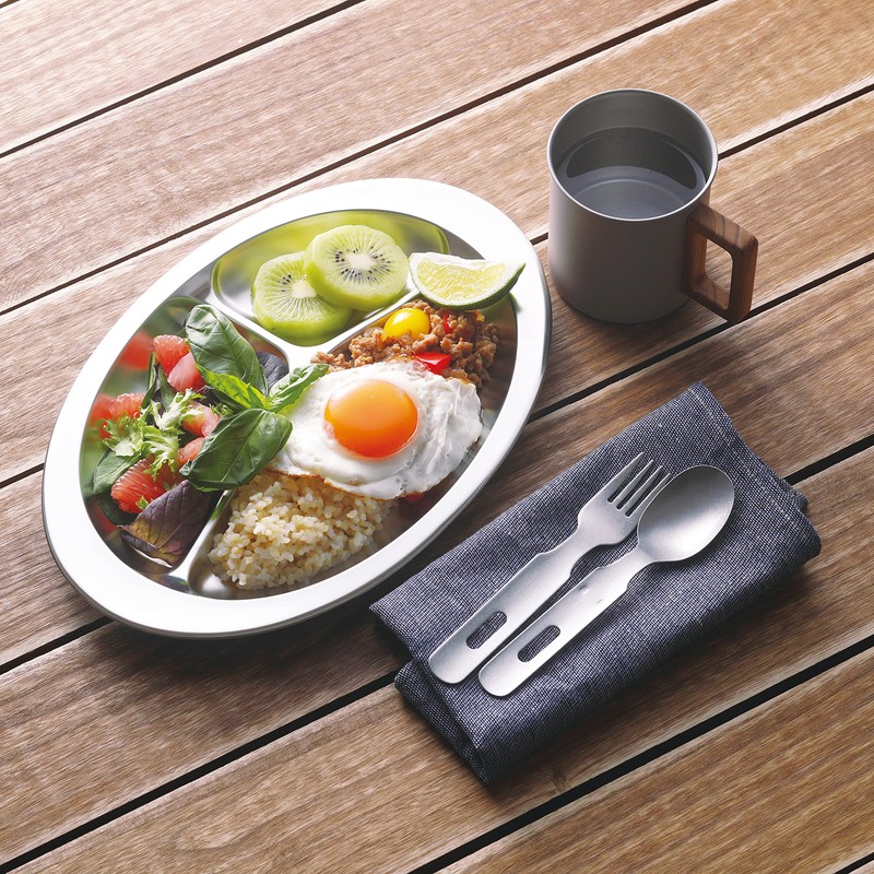 Takakuwa Metal Damaged Camping Set, Silver, 2 pcs, 410132