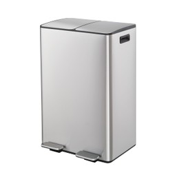 Casa Andrea Milano 15-Gallon Hands-Free Dual Compartment Recycling Kitchen Step Trash Can with Soft-Close Lid, Plastic Inner Buckets