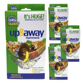 Baby Buddy Up and Away Kids Stuffed Animal Hammock Storage Organizer, Organizers and Storage for Baby Items, Display and Organize Children's Stuffed Animals, Stretches Up to 5 Feet, White, Pack of 4