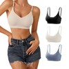 DEANGELMON V Neck Bralettes Padded Seamless Adjustable Straps Bra Everyday
