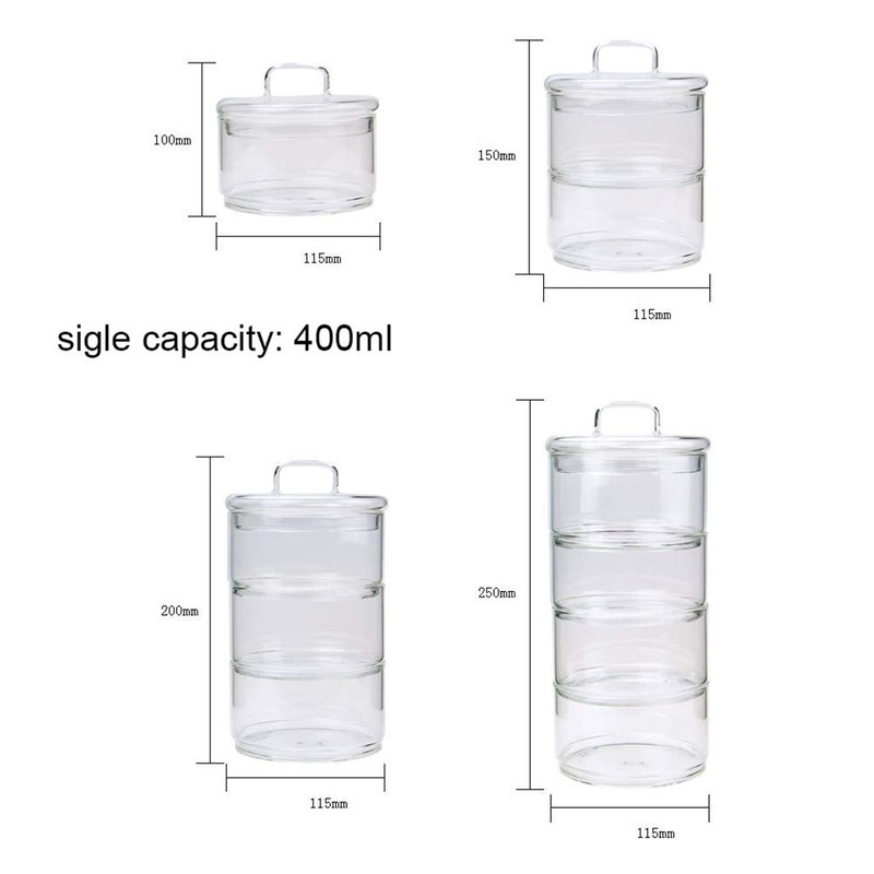 Webuyii Glass Storage Jars with Lids,Multi-Tier Stackable Containers Kitchen Food