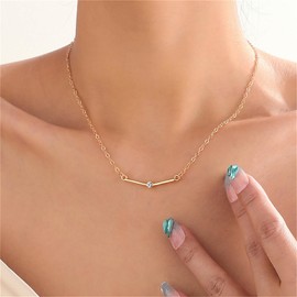 Cimenexe Bohemian Crystal Choker Necklace Gold Cz Bar Pendant Necklace Small Crystal Collar Necklace Minimalist Horizontal Bar Necklace Jewelry for Women and Girls Gifts