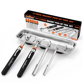 5-PIECE Magnetic Pickup Tools Set, Includes 15LB, 10LB, 3LB, 1.5LB Magnet Sticks, Rust-Proof Magnetic Tray, Telescoping Design for Mechanics, Automotive, DIY, Gifts for Men, Dad, Husband daily life