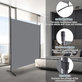 Room Divider 6FT Folding Privacy Screens, Partition Room Dividers w/Freestanding Design, Portable Wall Divider for Room Separtation, Fabric Screen Panel for Home Office Dorm (Dark Grey)