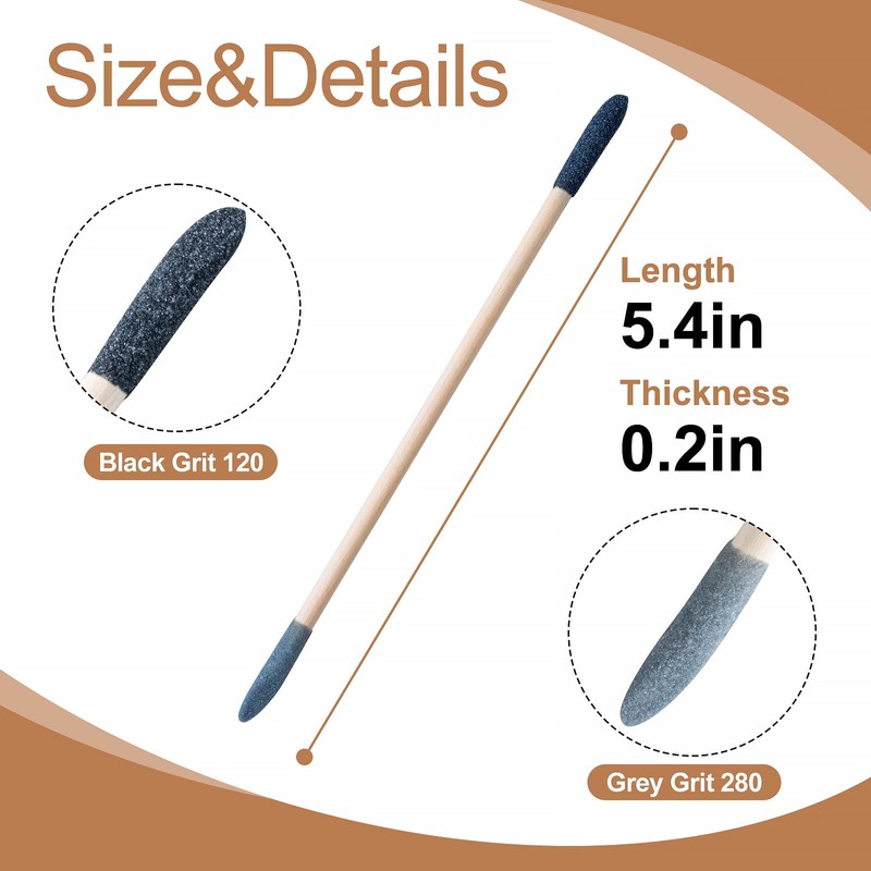 30 Pcs Sanding Sticks, Premium Double-Ended Matchstick Sanding Stick for