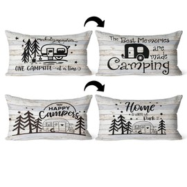Campers Decor Reversible Throw Pillow Case, Double Sided 12 x 20 Inch Set of 2, Camping Lovers Gifts, Campers Gifts, Trailer Decor Cushion Cover for Sofa Couch Bed