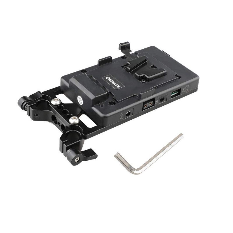 CAMVATE V-マウント バッテリー用電源プレート Vロック 電源スプリッタ 15㎜ロッドクランプ 付 DSLR システム用