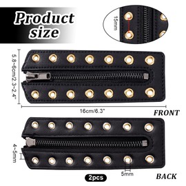 PH PandaHall Pack of 2 Leather Zip Inserts for Lacing in Boots Black Shoelaces Without Laces Eyelets Zip for Repair of Shoelaces for Men Golden, black