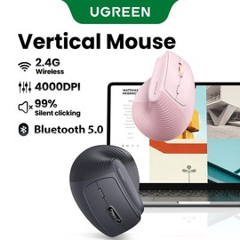UGREEN Vertical Mouse Bluetooth 5.0 & 2.4G Wireless Ergonomic Mouse with 5 Buttons, 4000 DPI, Balck & Pink Ergonomic Mouse Compatible with PC/Laptop-Deals for You:_Black-Bluetooth 5.0+2.4G Model