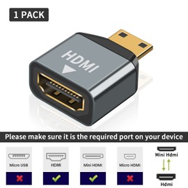 Poyiccot HDMI Mini HDMI Adapter 4K, Mini HDMI Converter Male to Female HDMI 2.0 (Mini HDMI Type C Male to Type A Female) 4K@60Hz High Speed Extension Relay Mini HDMI Converter Adapter (Set of 1)