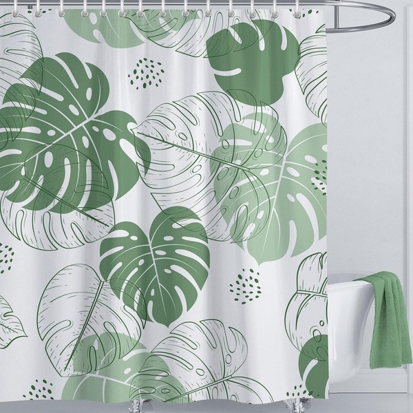 LIVETTY Leaves Shower Curtain 180 x 180 cm Green Curtain