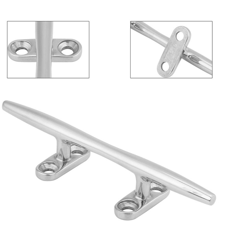 Boat Cleat 15 cm Classic Silver Flat Cleat 316 Stainless