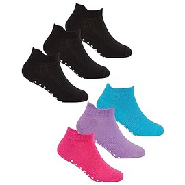 Undercover 6 Pairs Kids Gripper Trainer Socks 43B570 Black/Pink 4-5.5