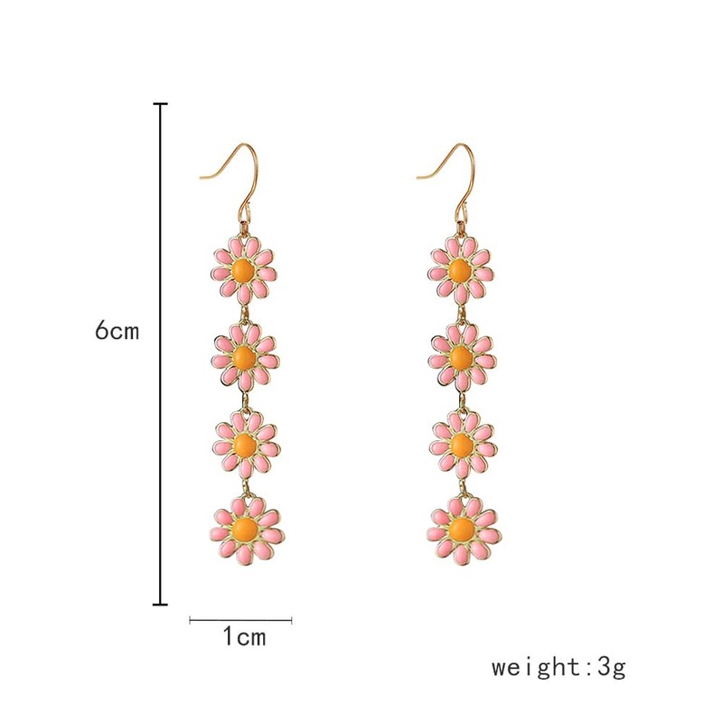 Flower Daisy Drop Dangle Earrings for Women,White Yellow Long Flowers