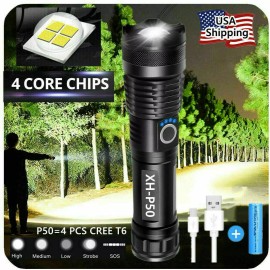 GEARGADGET Super-Bright  90000LM LED Tactical Flashlight With Rechargeable Battery