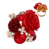 Flower Ring - Adjustable Red Statement Ring for Women Girls