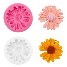 Silikonformen gießformen für DIY-Backwaren – 2 Stück rosa + transparent für Schokolade, Fondant, Kuchen, Kerzen – silikonform blumen für Kerzen mit Aufhängeloch